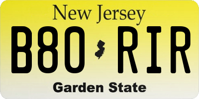 NJ license plate B80RIR