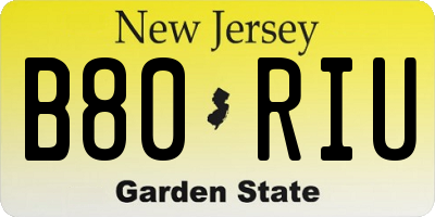 NJ license plate B80RIU