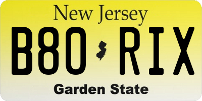 NJ license plate B80RIX