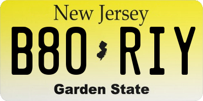 NJ license plate B80RIY
