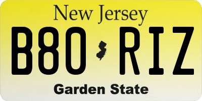 NJ license plate B80RIZ