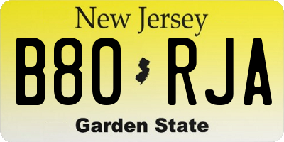 NJ license plate B80RJA
