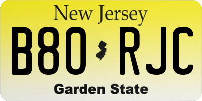 NJ license plate B80RJC
