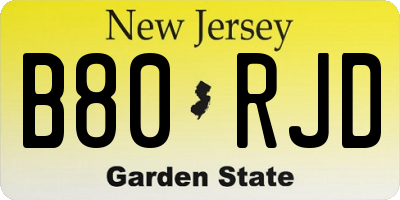 NJ license plate B80RJD