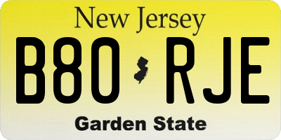 NJ license plate B80RJE