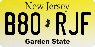 NJ license plate B80RJF