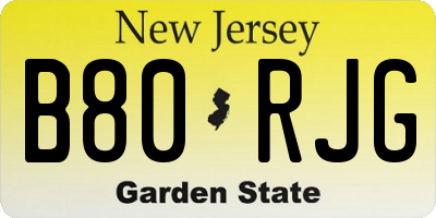 NJ license plate B80RJG