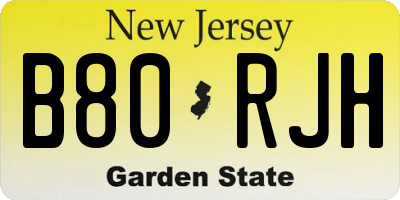 NJ license plate B80RJH