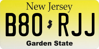 NJ license plate B80RJJ