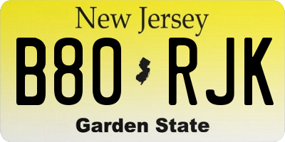 NJ license plate B80RJK