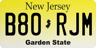 NJ license plate B80RJM