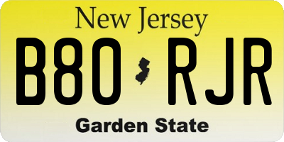 NJ license plate B80RJR