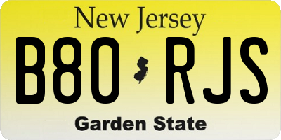 NJ license plate B80RJS