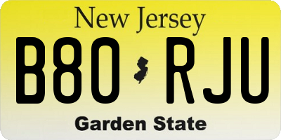 NJ license plate B80RJU