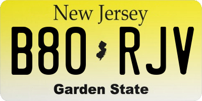 NJ license plate B80RJV