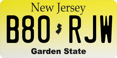 NJ license plate B80RJW