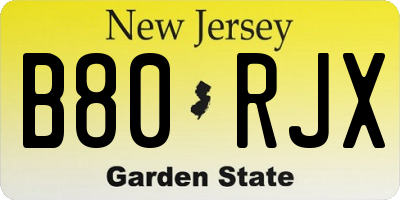 NJ license plate B80RJX