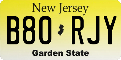 NJ license plate B80RJY
