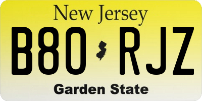 NJ license plate B80RJZ