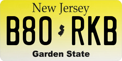 NJ license plate B80RKB