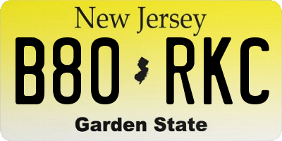 NJ license plate B80RKC