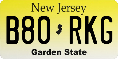 NJ license plate B80RKG