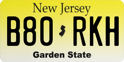 NJ license plate B80RKH
