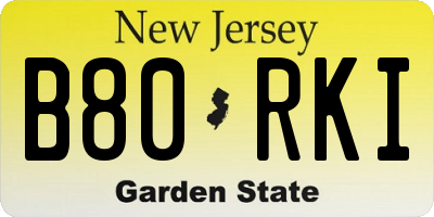 NJ license plate B80RKI