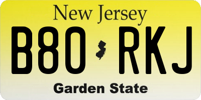 NJ license plate B80RKJ