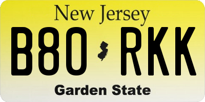 NJ license plate B80RKK