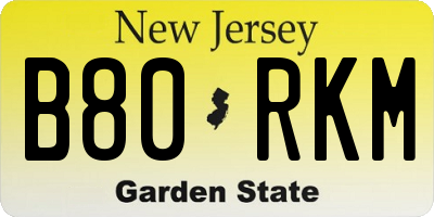 NJ license plate B80RKM