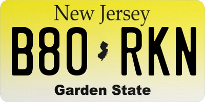 NJ license plate B80RKN