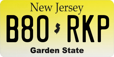 NJ license plate B80RKP