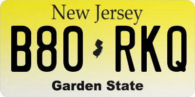 NJ license plate B80RKQ