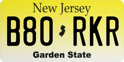 NJ license plate B80RKR