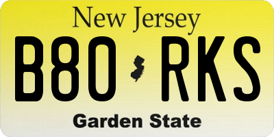 NJ license plate B80RKS