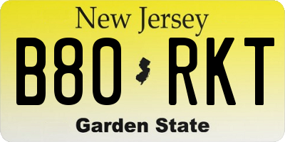 NJ license plate B80RKT