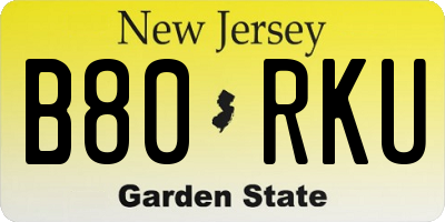 NJ license plate B80RKU