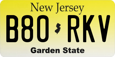 NJ license plate B80RKV