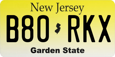 NJ license plate B80RKX