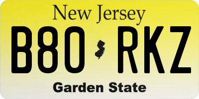 NJ license plate B80RKZ