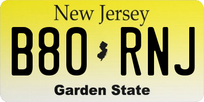NJ license plate B80RNJ