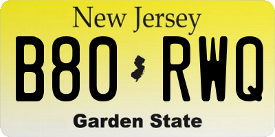 NJ license plate B80RWQ