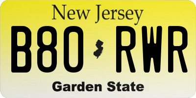 NJ license plate B80RWR