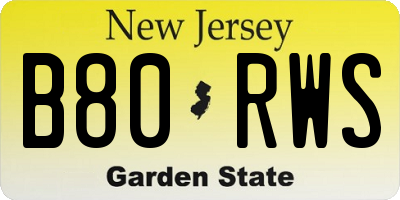 NJ license plate B80RWS