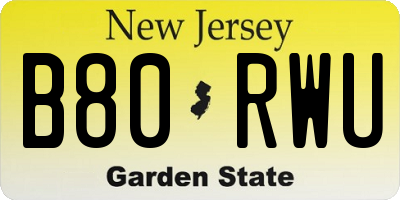 NJ license plate B80RWU