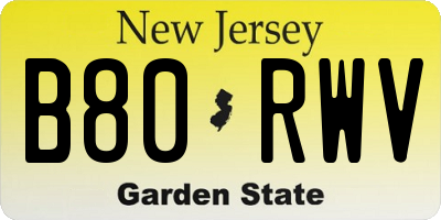 NJ license plate B80RWV