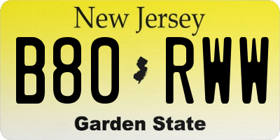 NJ license plate B80RWW