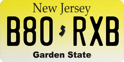 NJ license plate B80RXB