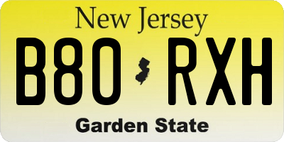 NJ license plate B80RXH